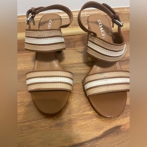 Coach multi Brown Block Heel with Straps. Size 9